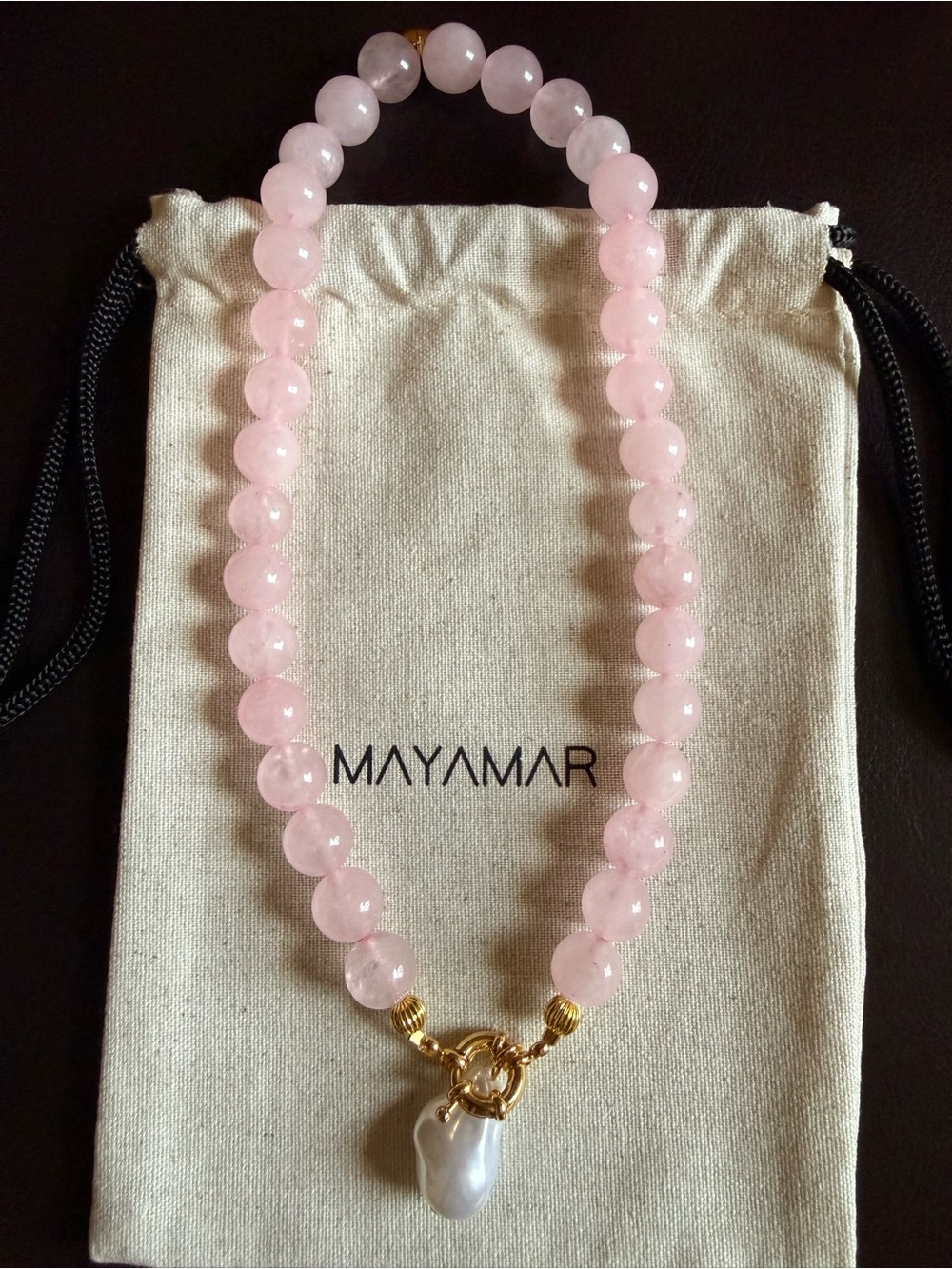 Mayamar Pink Rose Quartz Beaded Necklace